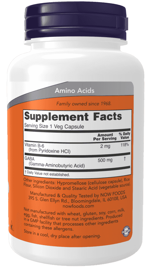 Now GABA 500 mg 100 Veg Kapslar Now GABA 500 mg 100 Veg Kapslar