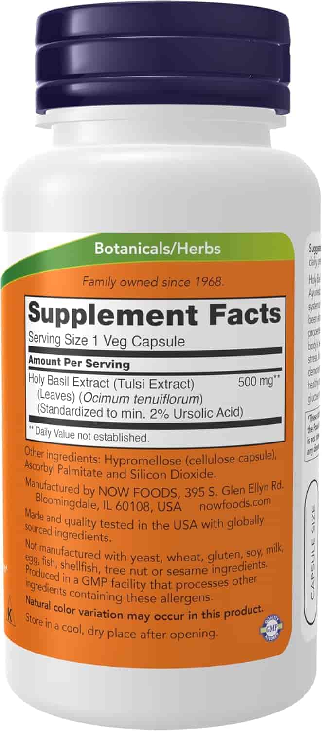 Now Holy Basil Extract 500mg 90 Veg Kapslar Now Holy Basil Extract 500mg 90 Veg Kapslar