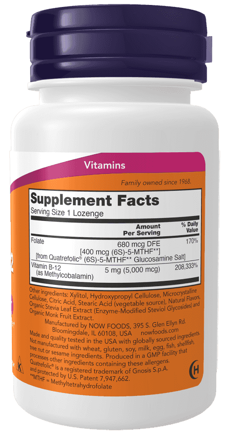 Now Methyl B-12 5,000 mcg 60 Lozenges Now Methyl B-12 5,000 mcg 60 Lozenges