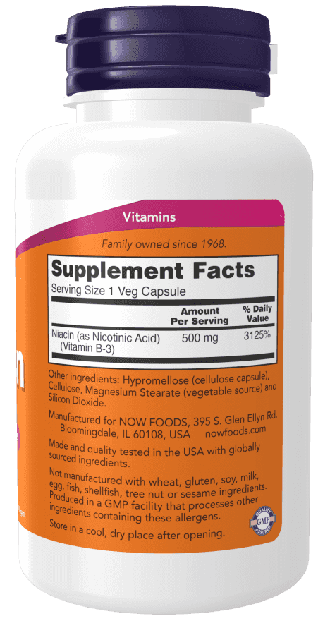 Now Niacin 500 mg 100 Veg Kapslar Now Niacin 500 mg 100 Veg Kapslar