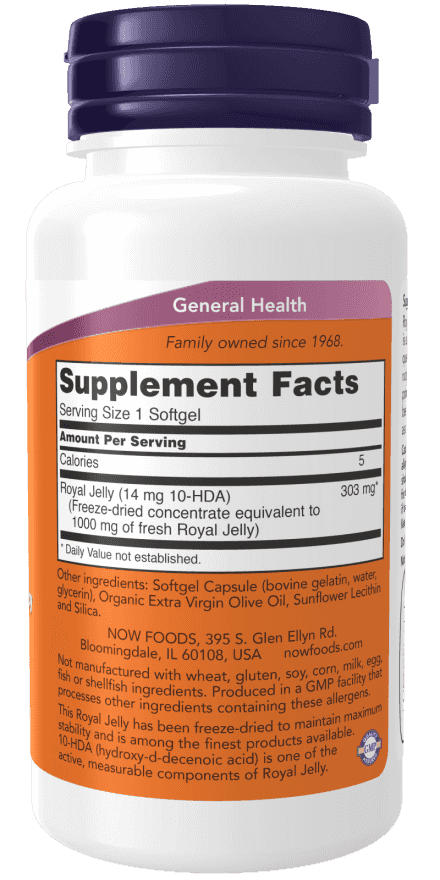 Now Royal Jelly 1000 mg 60 Softgels Now Royal Jelly 1000 mg 60 Softgels