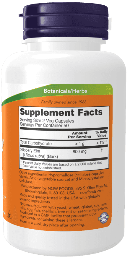 Now Slippery Elm 400 mg 100 Veg Kapslar Now Slippery Elm 400 mg 100 Veg Kapslar
