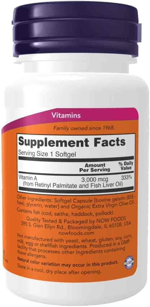 Now Vitamin A 10 000 IE, 100 Softgels Now Vitamin A 10 000 IE, 100 Softgels