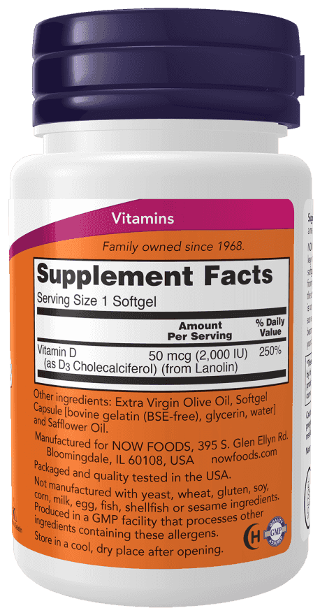 Now Vitamin D-3 2000 IU 120 Softgels Now Vitamin D-3 2000 IU 120 Softgels