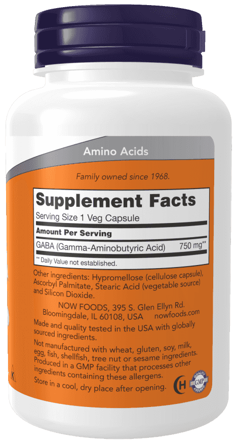 Now GABA 750 mg 100 Veg Kapslar Now GABA 750 mg 100 Veg Kapslar