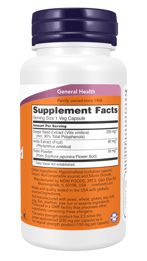 Now Grape Seed 250mg 90 Veg Kapslar Now Grape Seed 250mg 90 Veg Kapslar