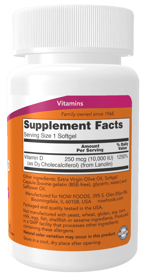 Now Vitamin D-3 10.000 IU 120 Softgels Now Vitamin D-3 10.000 IU 120 Softgels