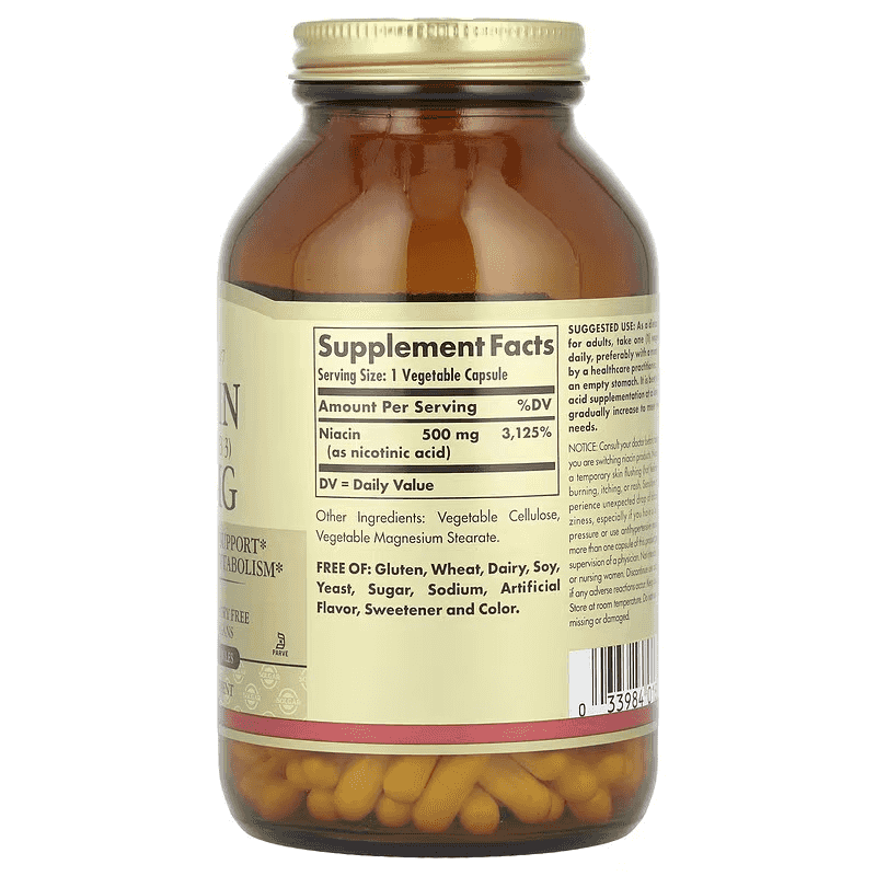 Solgar Niacin 500mg 250 Kapslar Solgar Niacin 500mg 250 Kapslar
